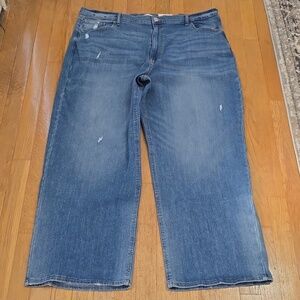 SO BRAND WOMEN'S JUNIORS PLUS BLUE HIGH-RISE WIDE-LEG STRETCH JEANS SIZE 24